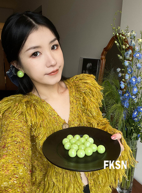 浮夸少女dayu 原创自制阳光玫瑰青提耳环  想一口吃掉的青提