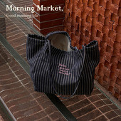 Market 原创设计 Start Morning Fresh 单肩大容量刺绣帆布包条纹