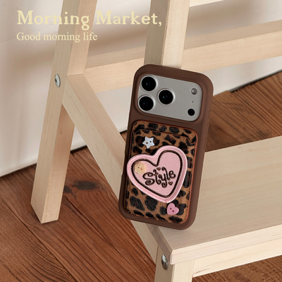 Morning Market 豹纹爱心magsafe手机磁吸卡包 便携证件卡套