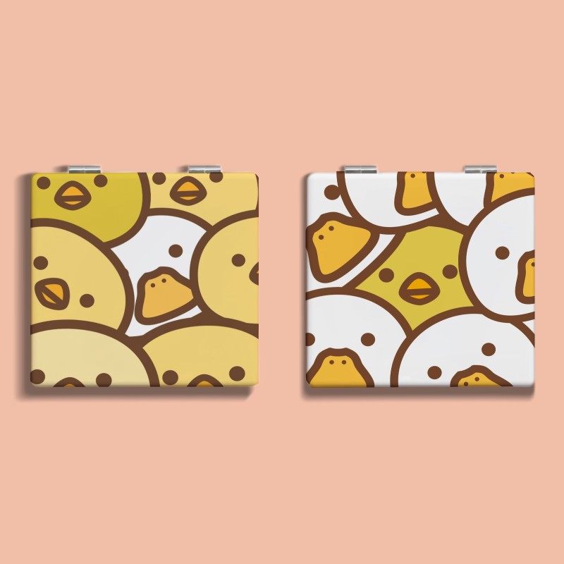 可爱小鸡小鸭随身化妆镜便携镜子随身学生折叠镜可爱小清新小镜子