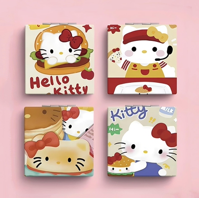 高颜值麦当劳kt猫可折叠便携式折叠镜子办公室学生宿舍手持化妆镜