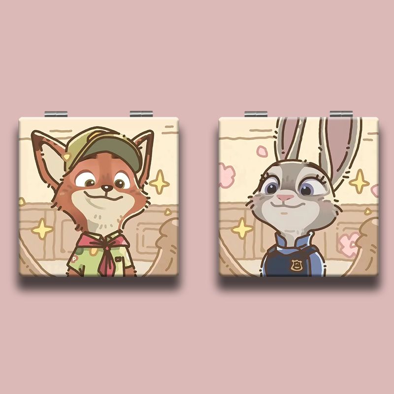 疯狂动物城尼克朱迪可爱化妆镜学生便携可折叠小镜子随身带双面镜