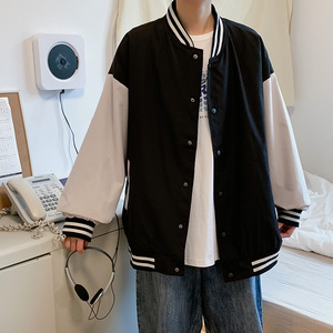 910A- W8830港风春秋拼接夹克外套棒球服休闲上衣图片