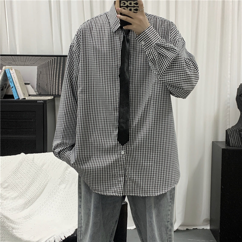 910A 922 秋季男士休闲百搭衬衫格子图片