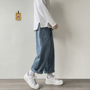 910A 8022 P50 春秋季港风男士宽松直筒休闲牛仔裤图片