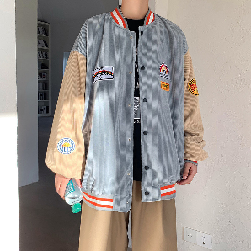 910A-Y32春秋装款灯芯绒夹克男韩版休闲情侣棒球服,男装夹克,星座910A