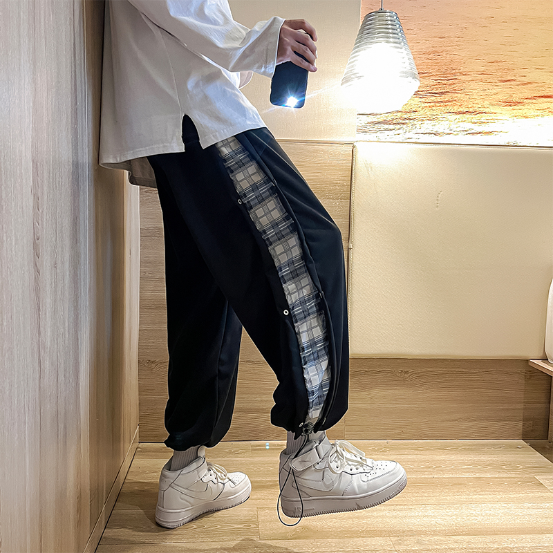 910A-A297-P45港风春秋季宽松运动直筒休闲束脚裤，男装休闲裤，星座910A