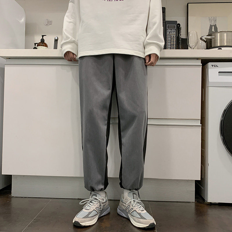 910A327秋季新款黑灰拼接色休闲裤,男装休闲裤,星座910A
