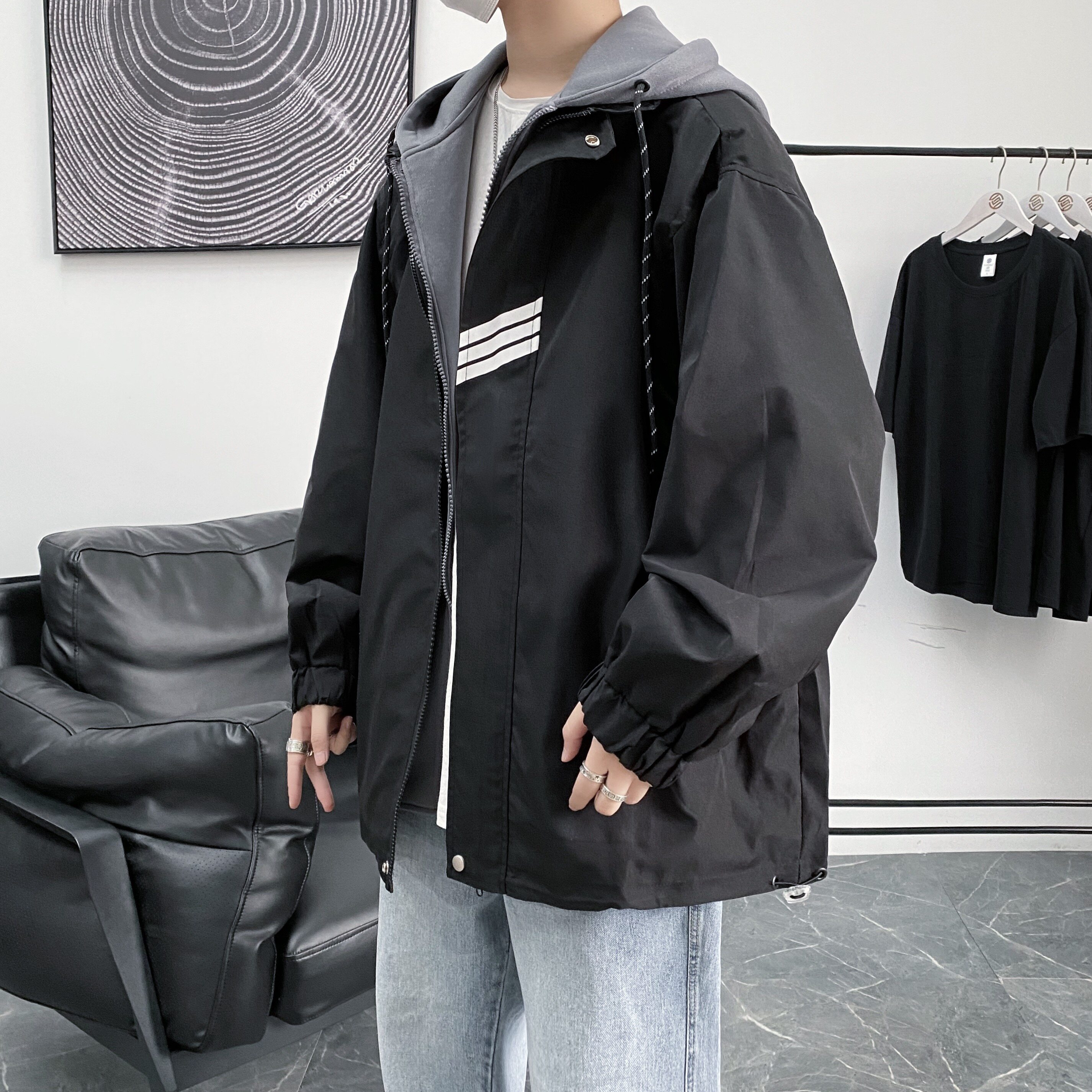 910AW1027秋季新款男士连帽宽松外套,男装夹克,星座910A