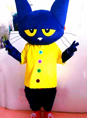 皮特猫卡通人偶服装 蓝色猫行走服饰黑猫玩偶服装天tian猫人偶服