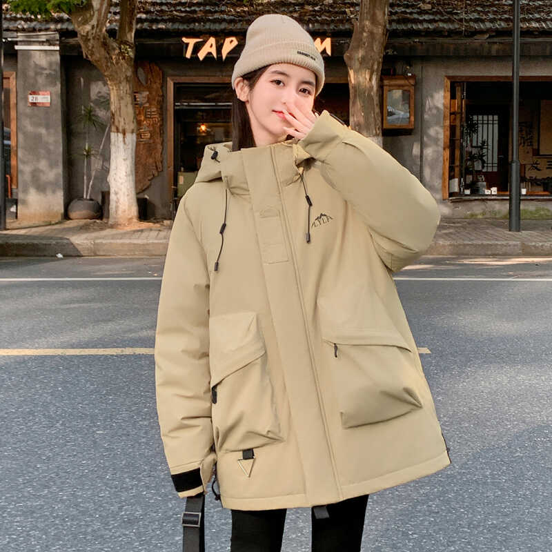 冲锋衣女棉服冬季2024新款大码宽松羽绒棉袄保暖加厚工装棉衣外套
