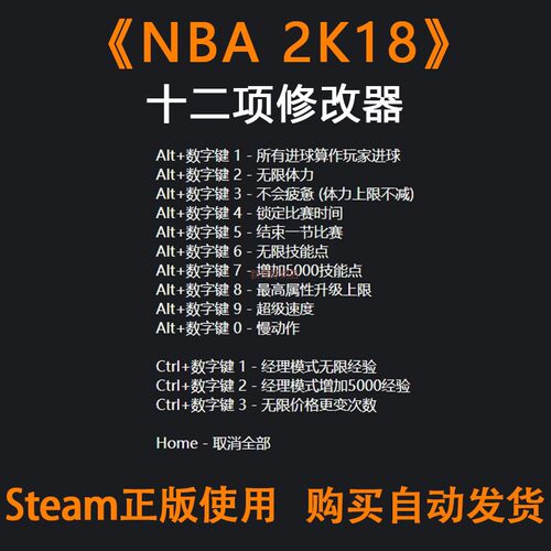 NBA2K18修改器辅+助游戏steam正版辅+助工具不含游戏