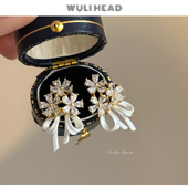 超美手捧花蝴蝶结甜美气质婚纱照耳环耳夹 嫁纱 无厘头 花