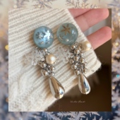 美神降临 无厘头 初雪原创小众设计雪花水滴流苏耳环耳夹