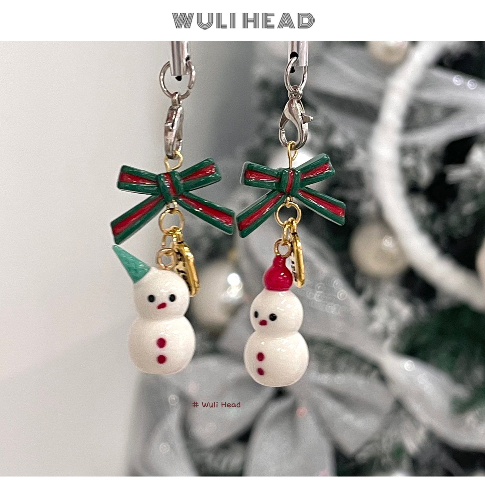 [ 无厘头 ] 纳福小雪人 原创可爱蝴蝶结雪人闺蜜情侣礼物手机挂件