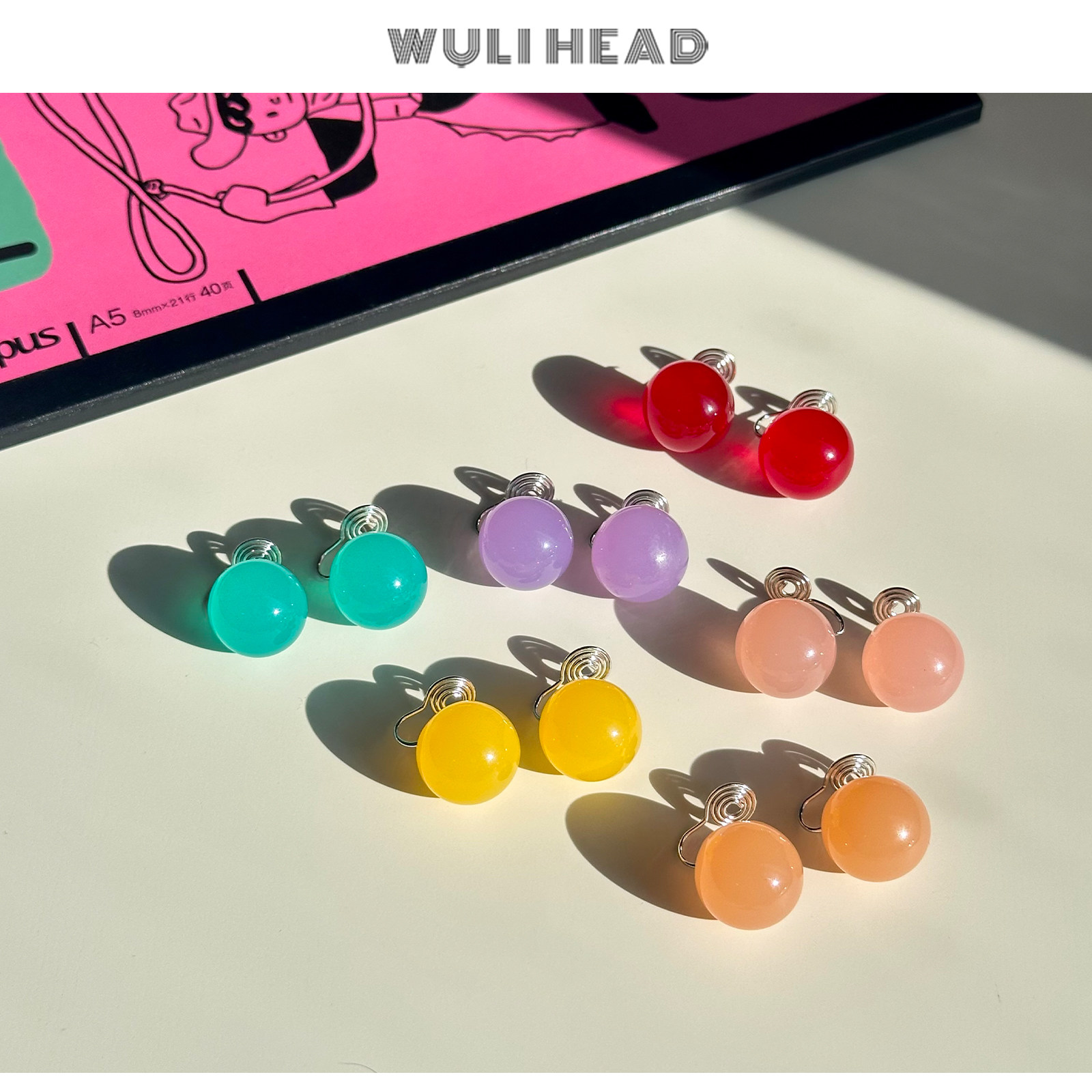 彩色果冻小圆球百搭耳钉