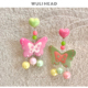 童趣粉绿蝴蝶 无厘头 可爱原创彩色多巴胺吸睛甜酷耳钉环耳夹