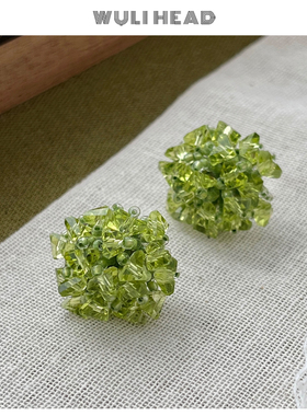 [ 无厘头 ] 春日绿！自制春夏清新绿色串珠度假显白耳钉耳夹