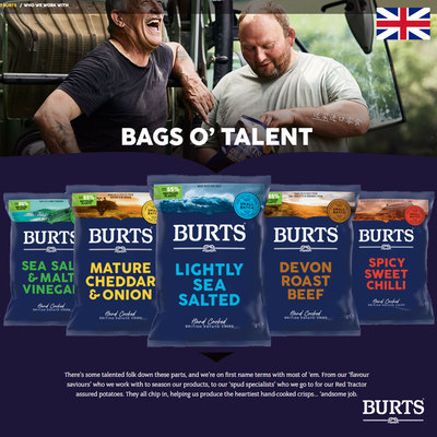 英国啵尔滋薯片土豆片手工BURTS进口海盐厚切英式洋葱膨化零食剧