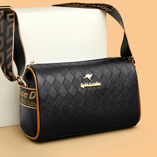 科彼袋鼠真皮女士中年时尚斜挎包2023新款妈妈包宽带单肩包枕头包