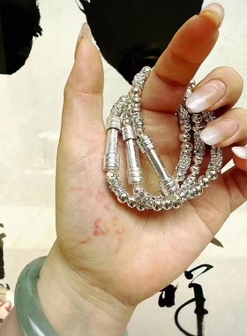 泰国佛饰品 阿赞白矿符管手链 泰经文手饰配饰