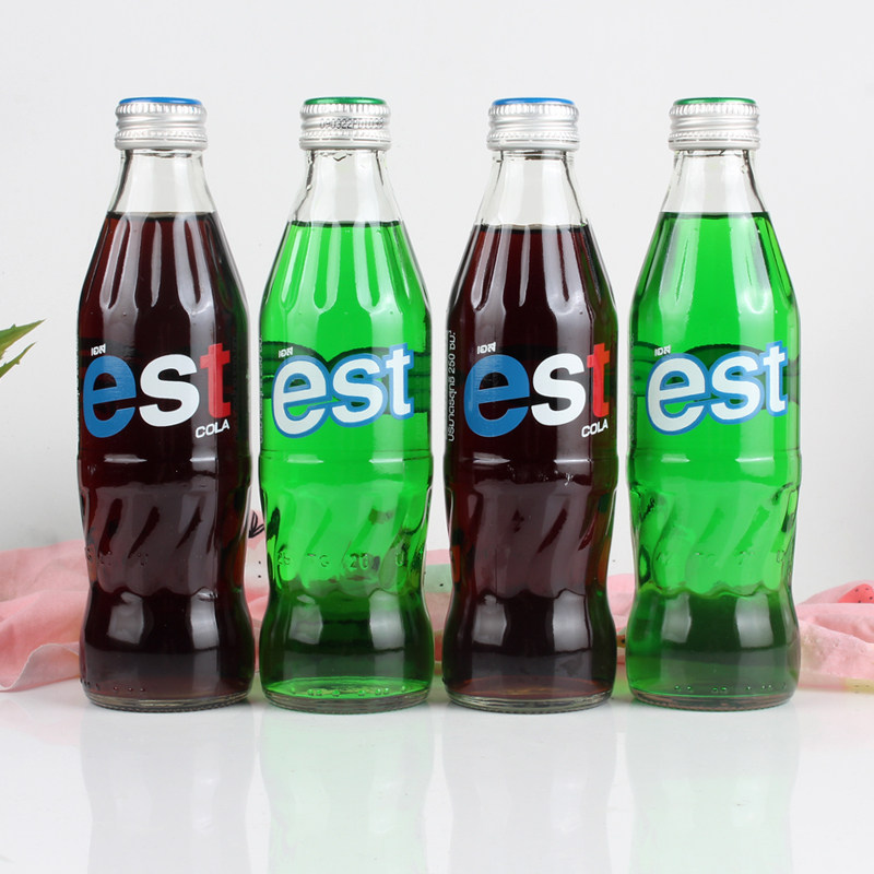 泰国进口est可乐味苏打绿奶油味碳酸汽水高颜值饮料玻璃瓶装250ml