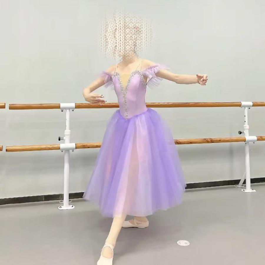 芭蕾舞裙紫色成人比赛专业舞蹈纱裙篷篷裙仙女童长裙芭蕾演出服