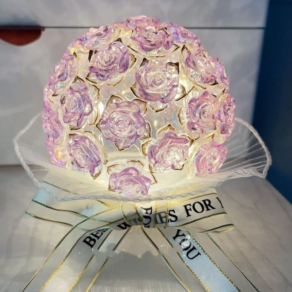 手工diy玫瑰小夜灯材料包手作送女生闺蜜生日礼物女孩子益智玩具