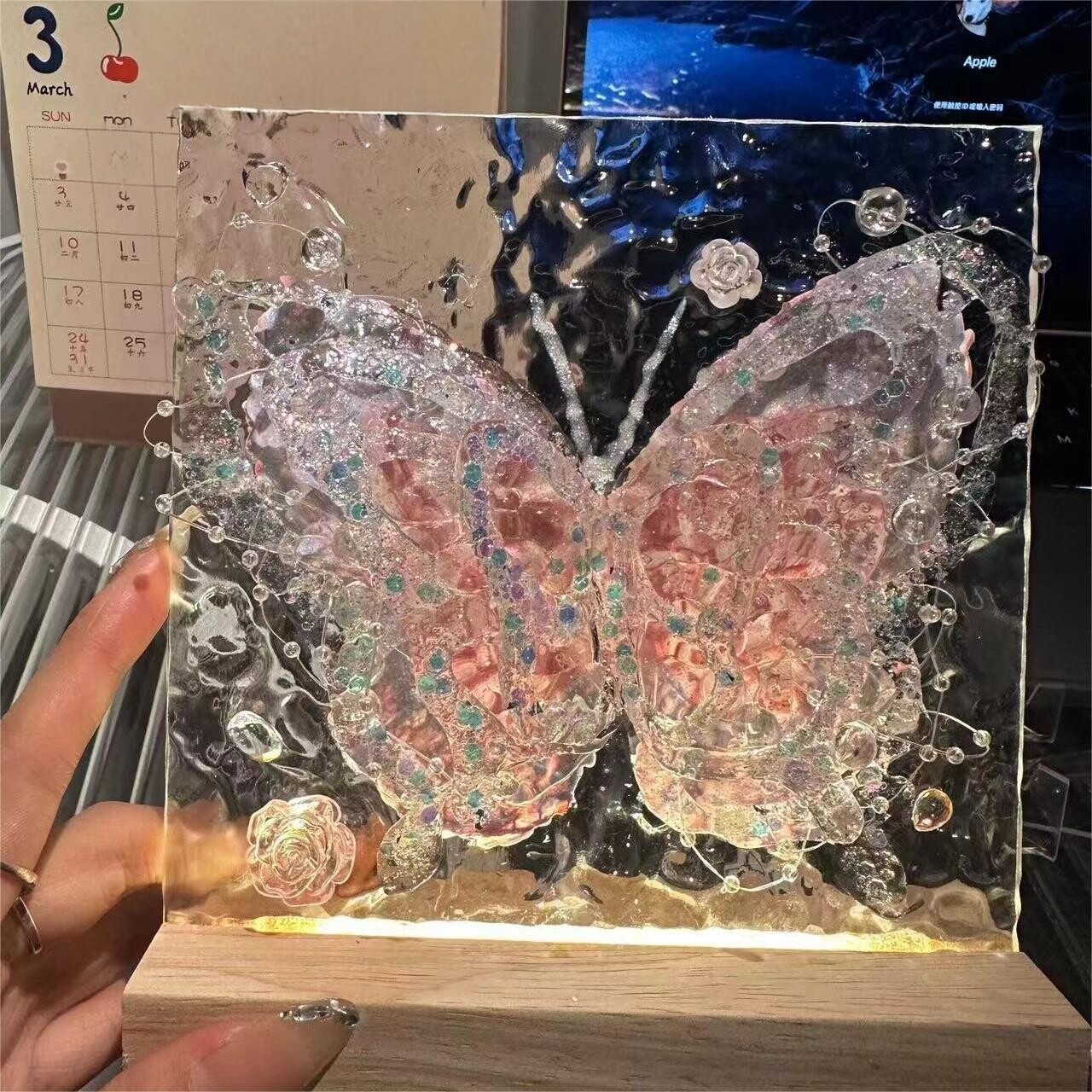 创意立体蝴蝶手工DIY玻璃画小夜灯亲子儿童玩具团建活动暖场礼品