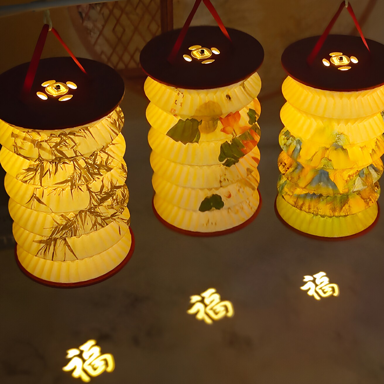 中国风创意礼品定制手提小灯笼文创投影花灯古风纪念品折叠装饰灯