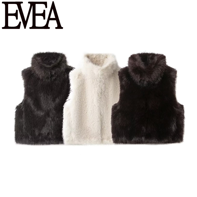 EVEA新款女装 欧美风秋冬款时尚 人造皮草效果背心1255/726/721