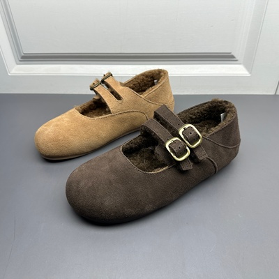 棉鞋新款时尚扣带浅口玛丽珍鞋子