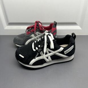 系带内增高运动休闲鞋 断码 网面透气拼色德训鞋 新款 处理真皮女鞋