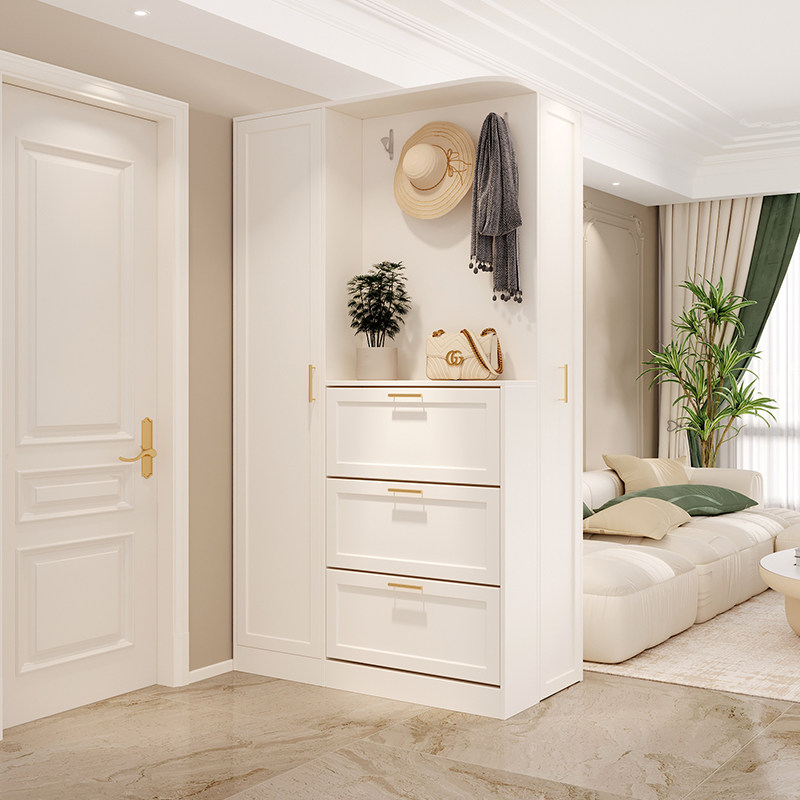 法式奶油风客厅翻斗鞋柜玄关柜一体隔断小户型入户衣柜储物柜定制,住宅家具,门厅/玄关柜/玄关架,淘宝优惠券,粉丝福利购,淘宝优惠卷
