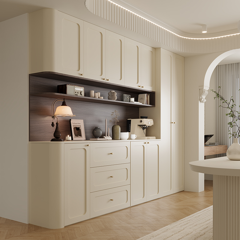 依雪法式复古餐边柜圆弧酒柜一体