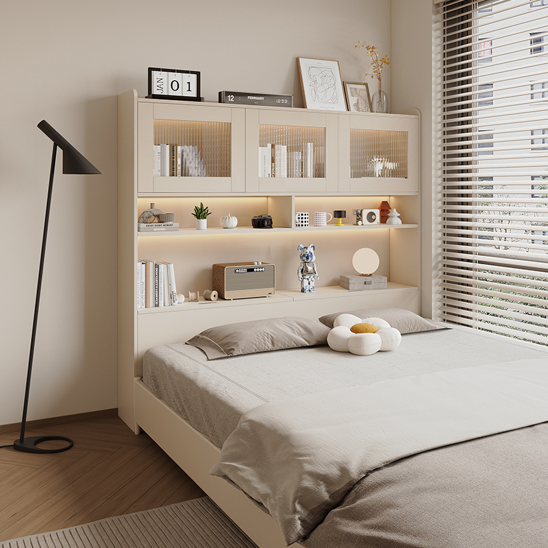 依雪奶油风床头柜床边夹缝置物柜