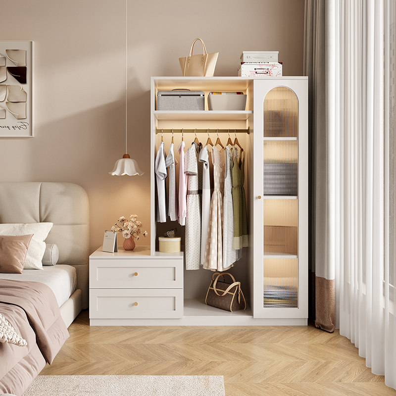 法式奶油风落地挂衣架卧室衣柜斗柜一体靠墙衣帽架床边置物架定制,住宅家具,衣帽架,淘宝优惠券,粉丝福利购,淘宝优惠卷
