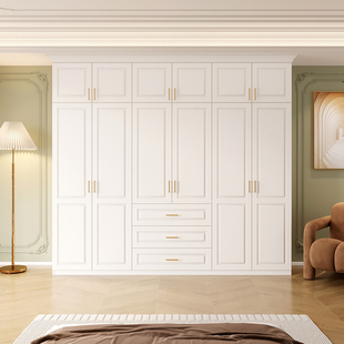 美式 衣柜家用卧室衣帽间组合柜现代简约一体靠墙欧式 收纳衣橱定制
