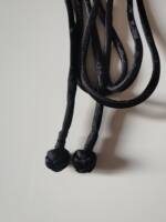 Silk, mulberry silk, pure black jacquard, Chinese-style waist rope belt, jade bead pendant (1.85 meters) thumbnail 8