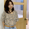 2019 summer new pattern Korean Edition Easy Retro Broken flowers Chiffon shirt T-shirts Show thin Ultra cents Short sleeved jacket
