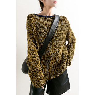 粗针针织衫 拼色花黄中长款 女 chill慵懒松弛·度假风 TidePA