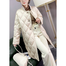 高端奢华  90白鹅绒真皮拼接轻薄羽绒服女冬季2025新款中长款外套