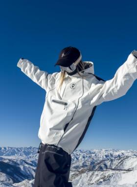 MOUNT FELLA大山选手3L防水透湿夹棉拉链领单板男女白色滑雪服