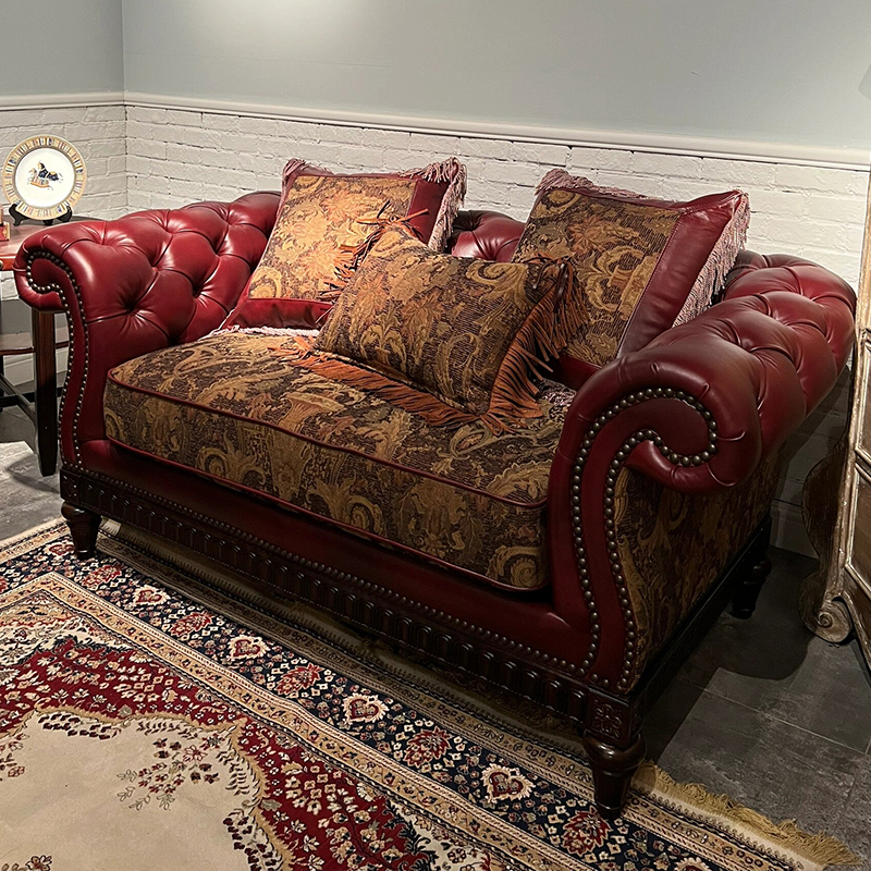 美式真皮艺实木沙发乡村客厅轻奢复古欧式多组合雕花酒店高端定制