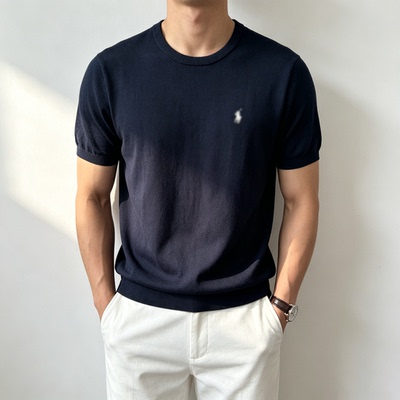 SEASONMARK藏青小马刺绣圆领短袖