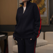 套装 SEASON 休闲百搭撞色舒适运动保暖长袖 彩条羊毛套装 MARK时尚