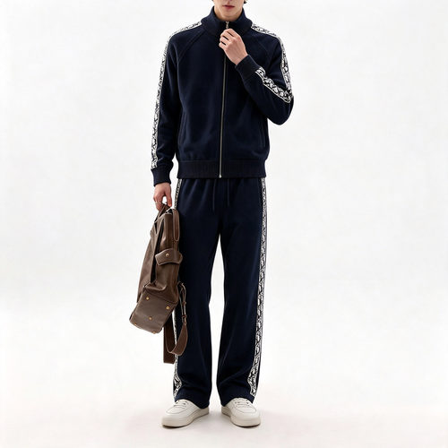 SeasonMark藏青色开衫运动套装男