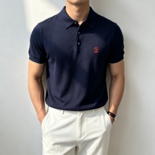 SEASON MARK老钱刺绣翻领POLO衫短袖商务休闲纯色凉感透气正肩T恤
