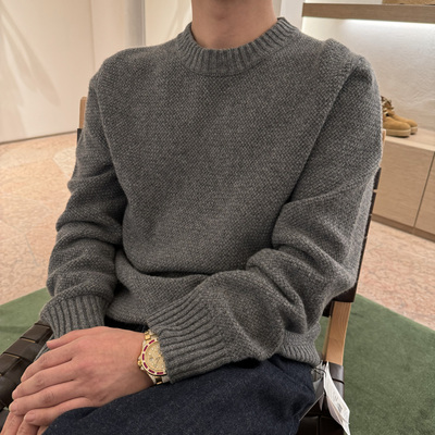 SEASONMARK老钱风纯色圆领针织衫