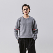 SEASONMARK秋冬新款 织带针织圆领卫衣潮流休闲百搭宽松情侣长袖 男